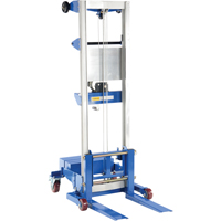 Vestil A-LIFT-CB-HP Fork Lift Stacker - Counterbalance Design, Hand Winch Operated, 400 lbs. Capacity, 98" Max Lift