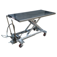Vestil AIR-1000-LD-PSS Pneumatic Hydraulic Scissor Lift Table, Stainless Steel, 63" L x 31-1/2" W, 1000 lbs. Cap.