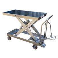 Vestil AIR-2000-PSS Pneumatic Hydraulic Scissor Lift Table, Stainless Steel, 47-1/2" L x 24" W, 2000 lbs. Cap.