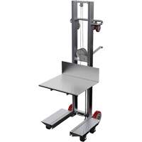 Vestil ALLW-2420-4SFL Platform Lift Stacker, Hand Winch Operated, 400 lbs. Capacity, 60" Max Lift