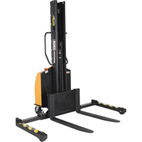 Vestil SLNM15-63-AA Narrow Mast Powered Lift Stacker, Electric Operated, 1500 lbs. Capacity, 63" Max Lift