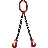 Vanguard Steel DOG8012120 Chain Sling, Grade 80 Chain, Double Legs, Oblong & Grab Hooks, 1/2" x 10'