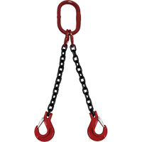Vanguard Steel DOS10051660 Chain Sling, Grade 100 Chain, Double Legs, Oblong & Slip Hooks, 5/16" x 5'
