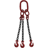 Vanguard Steel TOG10038120 Chain Sling, Grade 100 Chain, Triple Legs, Oblong & Grab Hooks, 3/8" x 10'
