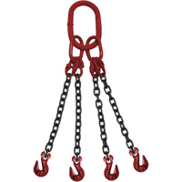 Vanguard Steel QOG8038120 Chain Sling, Grade 80 Chain, Quadruple Legs, Oblong & Grab Hooks, 3/8" x 10'