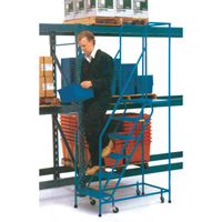 Rolling Step Ladder with Spring-Loaded Front Casters, 6 Steps, 22" Step Width, 55" Platform Height, Steel MA617 | TENAQUIP