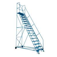 KLETON MA626 CSA-Certified Rolling Step Ladder with Locking Step, 16 Steps, 30" Step Width, 144" Platform Height, Steel