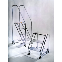 Rolling Ladders, 3 Steps, 18" Step Width, 28-1/2" Platform Height, Aluminum  MA703 | TENAQUIP