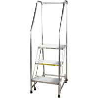 Ballymore A4SH-RIB Rolling Ladders, 4 Steps, 18" Step Width, 38" Platform Height, Aluminum