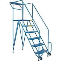 KLETON MH215 Mechanics/Maintenance Rolling Ladder, Steel, 6 Steps, 57" Platform Height