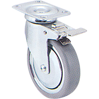 Can Am Y680T-ECB-TP Zinc Plated Caster, Swivel with Brake, 6" (152.4 mm), Rubber, 250 lbs. (113 kg.)