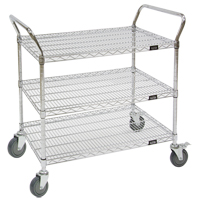 KLETON MJ543 Wire Mesh Utility Cart, Chrome Plated, 36" x 39" x 24", 800 lbs. Capacity