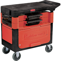 Rubbermaid FG618088BLA Chariots de travail Trades a/compartiment, 2 tiroirs, 38" lo x 19-1/4" la x 33-3/8" h, Noir