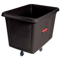Rubbermaid FG460800BLA Cube Truck, Black Recycled Plastic, 38" L x 26" W x 28" H, 8 cu. Ft Volume, 300 lbs. Capacity
