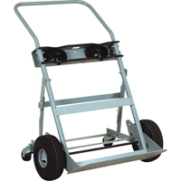 Justrite 35032 Four-Wheel Cylinder Hand Trucks, Pneumatic Wheels, 28" W x 6" L Base, 1000 lbs.