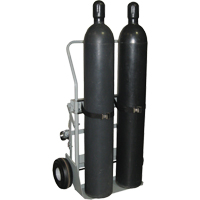 Justrite 35032 Four-Wheel Cylinder Hand Trucks, Pneumatic Wheels, 28" W x 6" L Base, 1000 lbs.