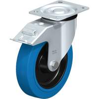 Blickle L-POEV 200R-FI-SB Roulette bleue, Pivotant avec frein, 8" (203,2 mm), Caoutchouc, 770 lb (349 kg)