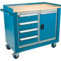 KLETON ML327 Industrial Duty Mobile Service Workbenches, Wood Surface