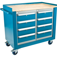 KLETON ML328 Industrial Duty Mobile Service Workbenches, Wood Surface