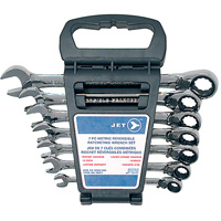 JET 700371 Jeu de cl&eacute;s r&eacute;versibles longues RCWS-7MR, Combinaison &agrave; cliquet, 7 morceaux, M&eacute;trique