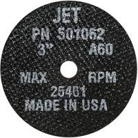 JET 501062 POWERPLUS Cut-Off Wheel, 3" x 1/16", 3/8" Arbor, Type 1, 25100 RPM