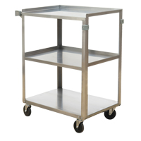 Shelf Carts, 3 Tiers, 15-1/2" W x 32-1/8" H x 24" D, 300 lbs. Capacity  MO250 | TENAQUIP