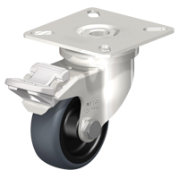 Blickle LPXA-TPA 75G-FI Caster, Swivel with Brake, 3" (76 mm), Thermoplastic Rubber-Elastomer, 165 lbs. (75 kg.)