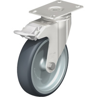 Blickle LKPXA-TPA 126G-12-FI Caster, Swivel with Brake, 5" (127 mm), Thermoplastic Rubber-Elastomer, 265 lbs. (120 kg.)