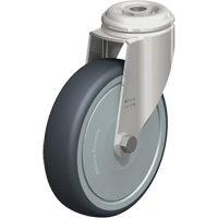 Blickle LKRXA-TPA 126KFD Stainless Steel Thermoplastic Elastomer Caster, Swivel, 5" (127 mm) Dia., 265 lbs. (120 kg.) Capacity