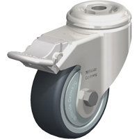 Blickle LKRXA-TPA 80KFD-FI Roulette en &eacute;lastom&egrave;re thermoplastique acier inoxydable, Pivotant avec frein, Diam&egrave;tre 3-1/8" (79,5 mm), Capacit&eacute; 220 lb (100 kg)