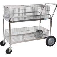 KLETON MO843 Wire Mesh Office Mail Cart, 250 lbs. Capacity, Chrome, 23" D x 42" L x 38" H, Chrome Plated