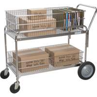 KLETON MO843 Wire Mesh Office Mail Cart, 250 lbs. Capacity, Chrome, 23" D x 42" L x 38" H, Chrome Plated