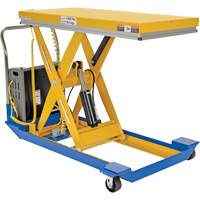 Vestil CART-24-10-DC DC Powered & Manual Scissor Lift Table, Steel, 48" L x 24" W, 1000 lbs. Capacity