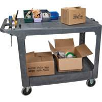 Flat-Shelf Utility Service Cart, 2 Tiers, 25-1/4" x 32-1/4" x 44", 550 lbs. Capacity MP642 | TENAQUIP