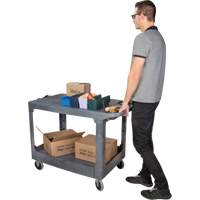 Flat-Shelf Utility Service Cart, 2 Tiers, 25-1/4" x 32-1/4" x 44", 550 lbs. Capacity MP642 | TENAQUIP