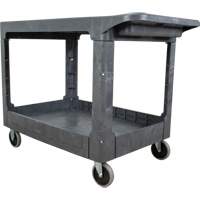 Flat-Shelf Utility Service Cart, 2 Tiers, 25-1/4" x 32-1/4" x 44", 550 lbs. Capacity MP642 | TENAQUIP