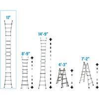 Telescoping Multi-Position Ladder, Aluminum, 300 lbs., CSA Grade 1A  MP923 | TENAQUIP