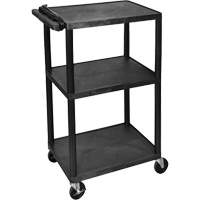 Luxor H. Wilson UCPL2E-B Chariot utilitaire &eacute;lectrique, 3 tiers, 24" x 42" x 18", Capacit&eacute; 300 lb