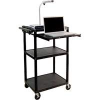 Luxor H. Wilson UCPL2LE-B Chariot utilitaire &eacute;lectrique, 3 tiers, 24" x 42" x 18", Capacit&eacute; 300 lb