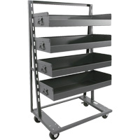 Valleycraft F89071VCGY Single-Sided Heavy Duty A-Frame Cart with 4 Large Lipped Trays, 38" x 25" x 63", 2500 lbs. Capacity
