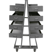 Valleycraft F89067VCGY Double-Sided Heavy Duty A-Frame Cart with 8 Large Lipped Trays, 38" x 30" x 63", 2500 lbs. Capacity