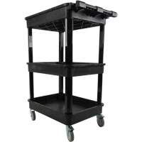 KLETON MQ184 Utility Cart with Deep Lip Shelf, 3 Tiers, 19" x 39-1/2" x 28-1/4", 330 lbs. Capacity