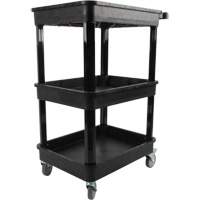KLETON MQ184 Utility Cart with Deep Lip Shelf, 3 Tiers, 19" x 39-1/2" x 28-1/4", 330 lbs. Capacity