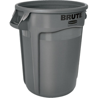 Rubbermaid FG263200GRAY Round Brute&reg; Containers, Polyethylene, 32 US gal.