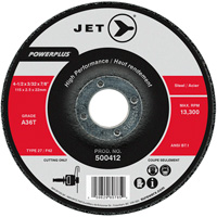 JET 500412 A36T Powerplus Cut-Off Wheel, 4-1/2" x 3/32", 7/8" Arbor, Type T27, 13300 RPM
