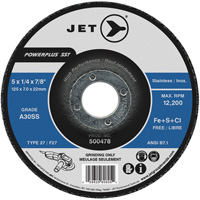 JET 500478 A30SS Powerplus SST Grinding Wheel, 5" x 1/4", 7/8" Arbor, Type T27