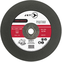 JET 501217 Power Abrasive Cut-Off Wheel, 10" x 3/32", 5/8" Arbor, Type 1, 6110 RPM