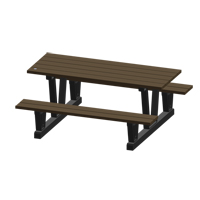 Recycled Plastic Outdoor Picnic Tables, 72" L x 60-5/16" W, Walnut  NJ035 | TENAQUIP