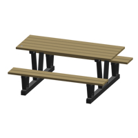 Produits Re-Plast 42P-6/SAH Recycled Plastic Outdoor Picnic Tables, 72" L x 60-5/16" W, Sand