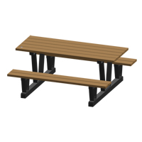 Produits Re-Plast 42P-6/SIE Recycled Plastic Outdoor Picnic Tables, 72" L x 60-5/16" W, Redwood